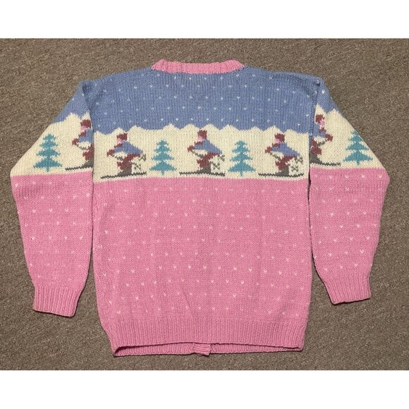 Vintage 80s Women’s Small Eddie Bauer Winter Apres Ski Wool Cardigan Sweater - Picture 2 of 7